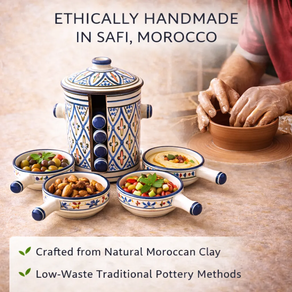 Safi Ceramic Serving Set with Lidded Pot and Bowls — view 5