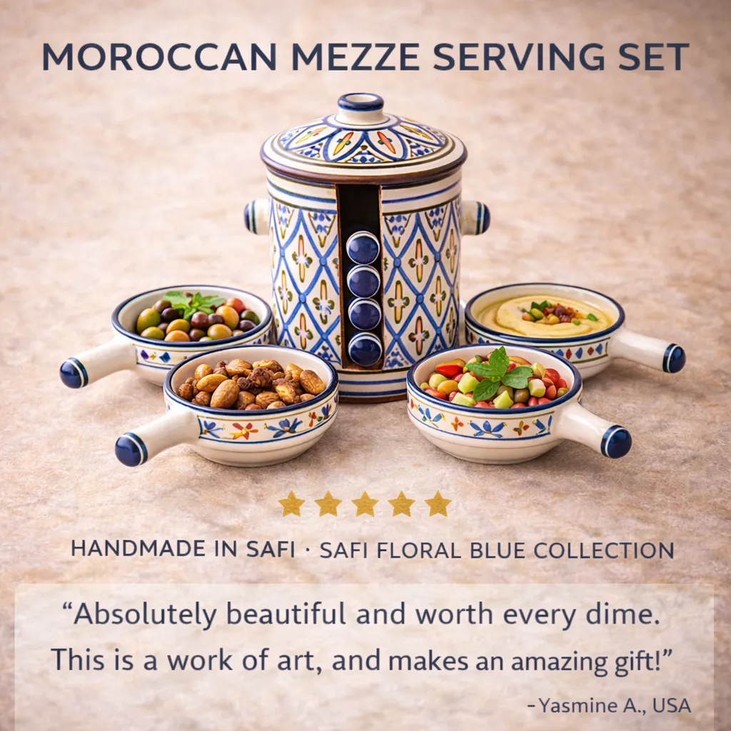 Safi Ceramic Serving Set with Lidded Pot and Bowls — view 6