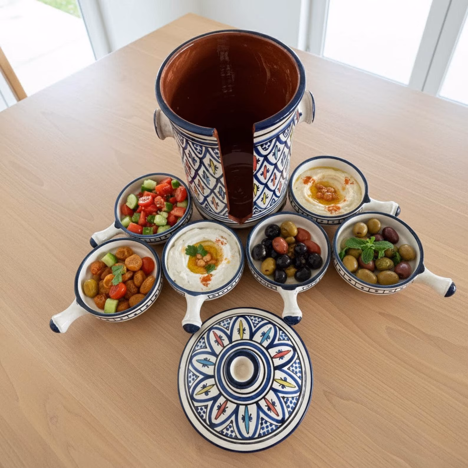 Safi Ceramic Serving Set with Lidded Pot and Bowls