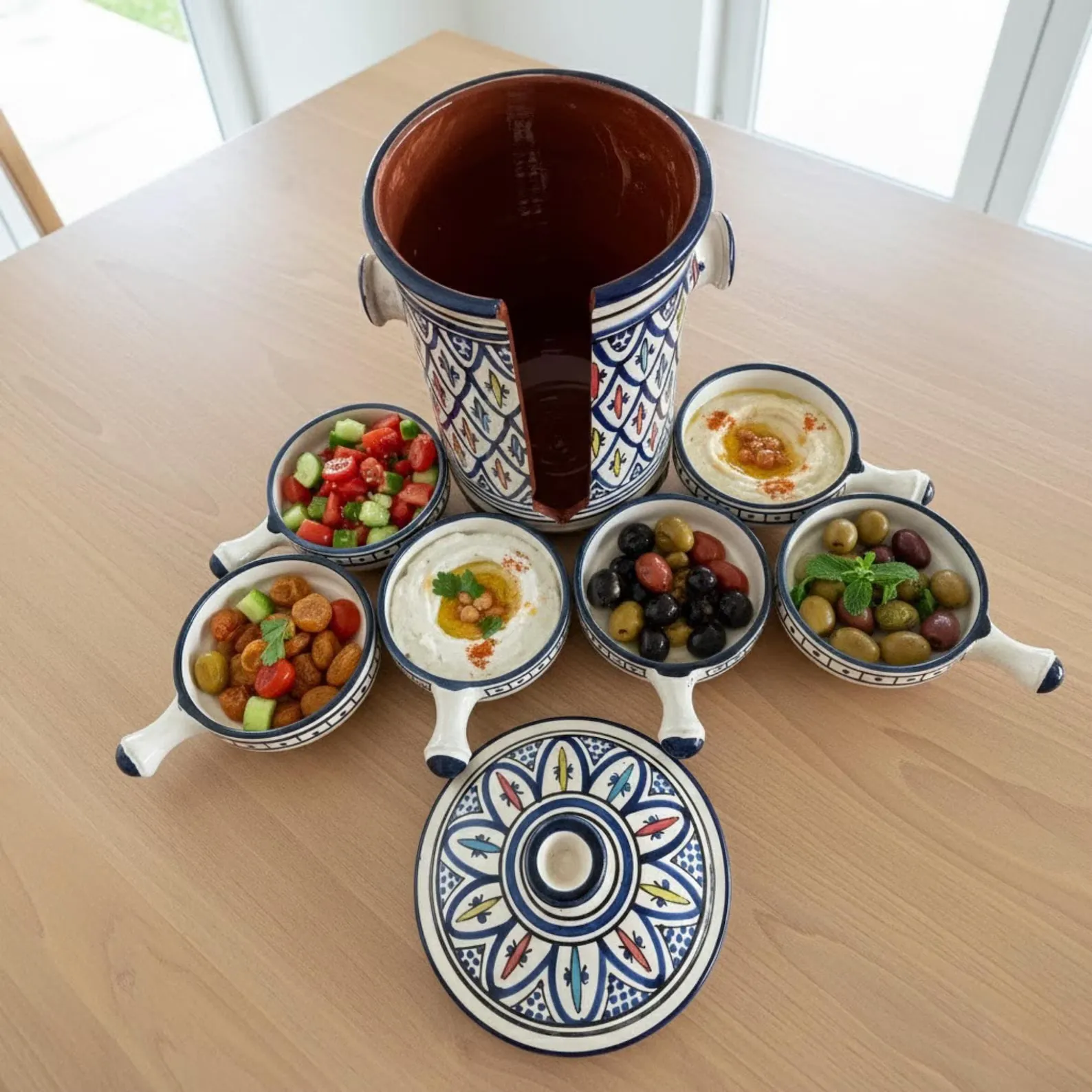Safi Ceramic Serving Set with Lidded Pot and Bowls