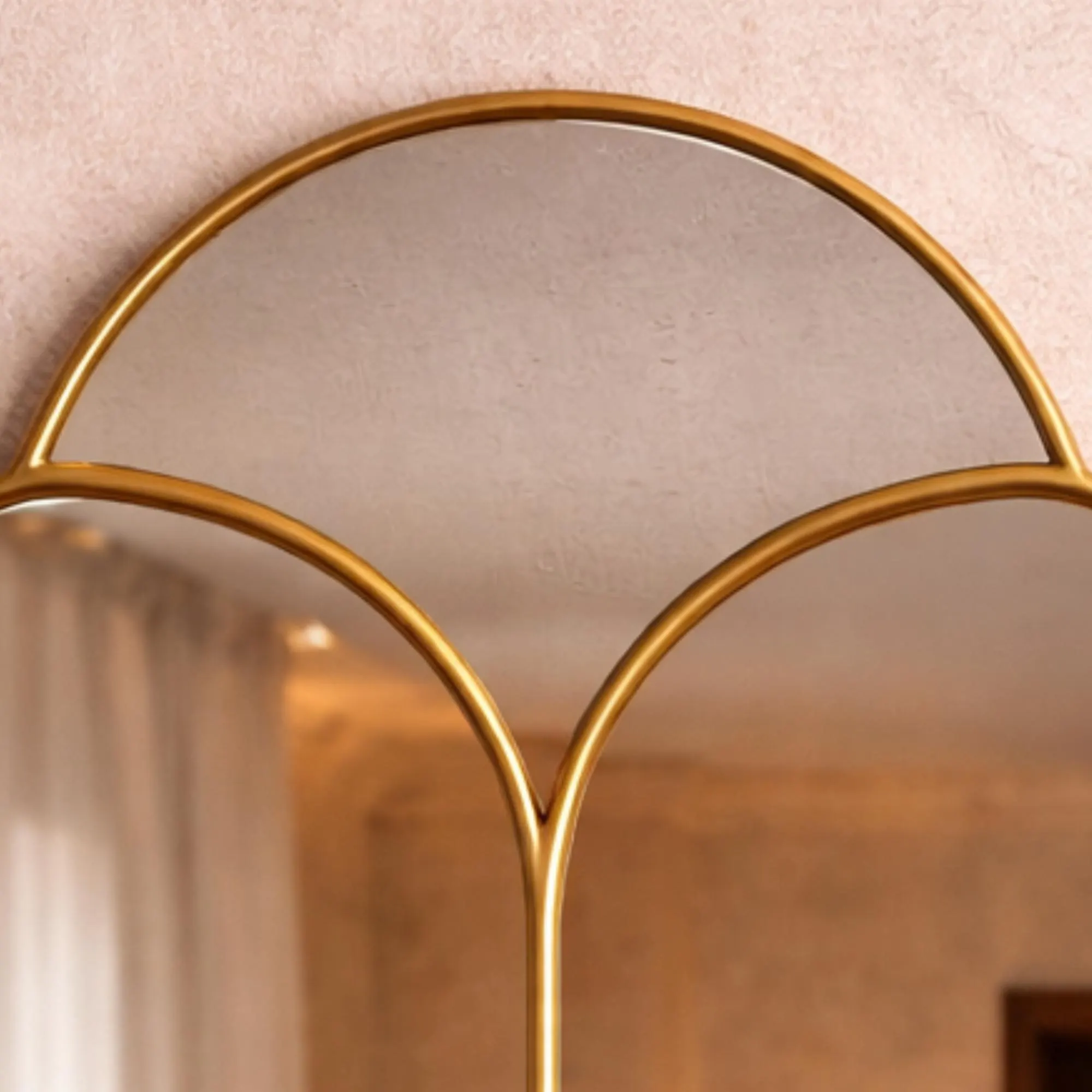 Scalloped Brass Shield Mirror – Handcrafted Moroccan Wall Accent — view 2