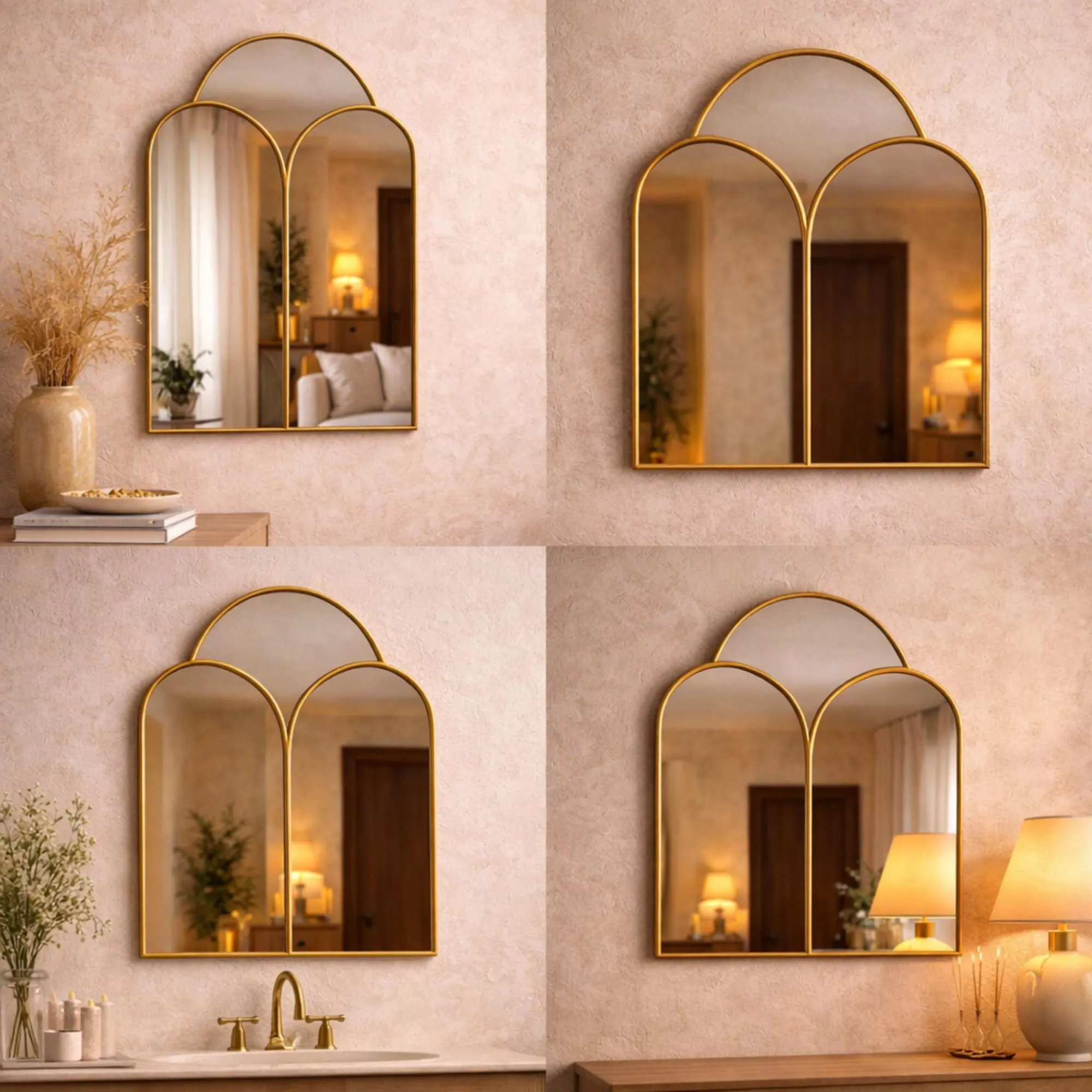 Scalloped Brass Shield Mirror – Handcrafted Moroccan Wall Accent — view 3