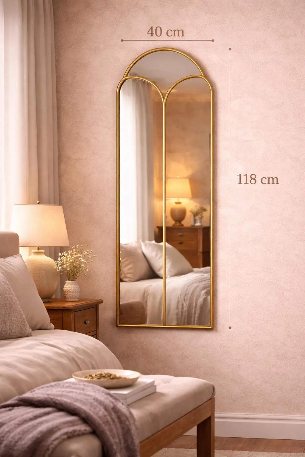 Scalloped Brass Shield Mirror – Handcrafted Moroccan Wall Accent — view 6