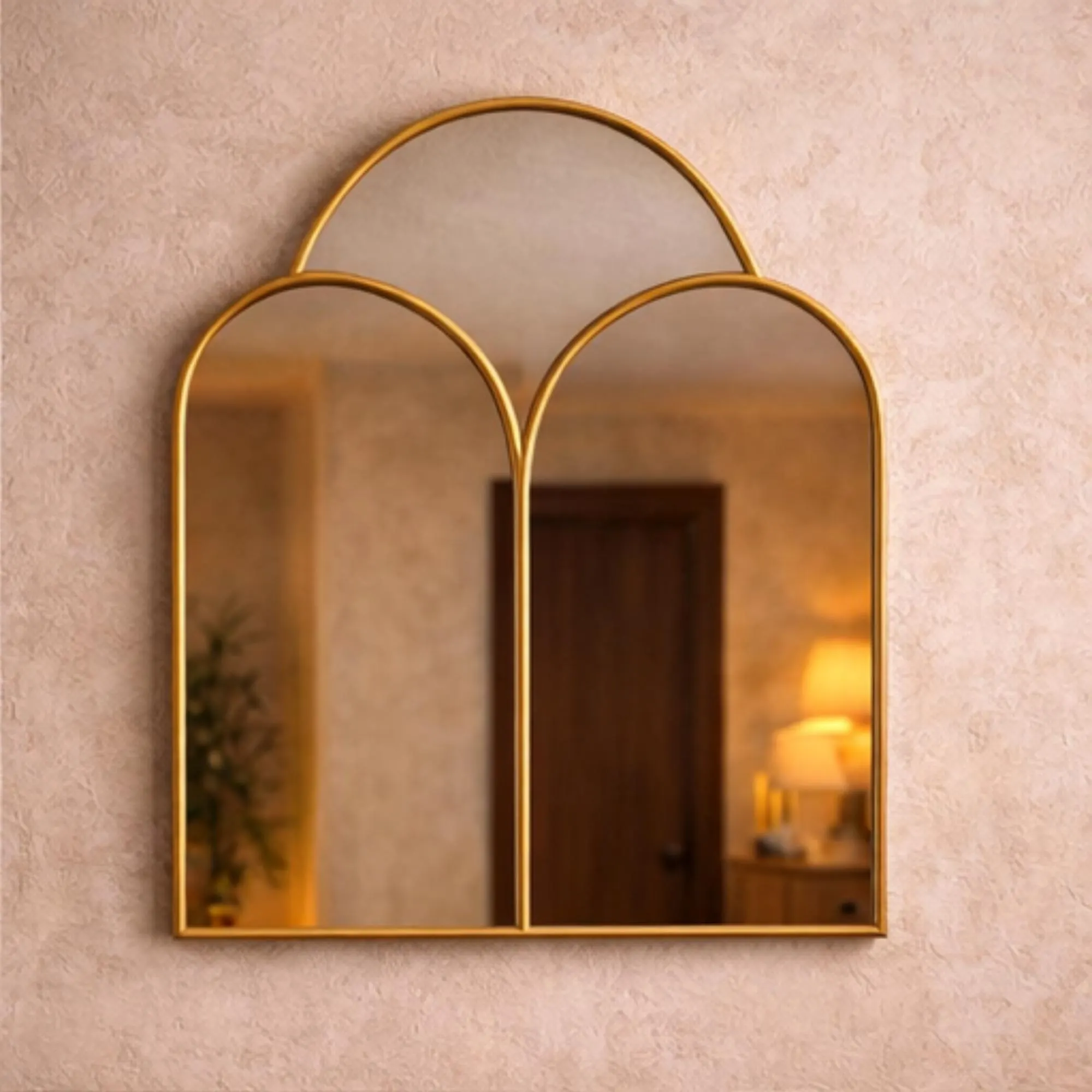 Scalloped Brass Shield Mirror – Handcrafted Moroccan Wall Accent — view 7