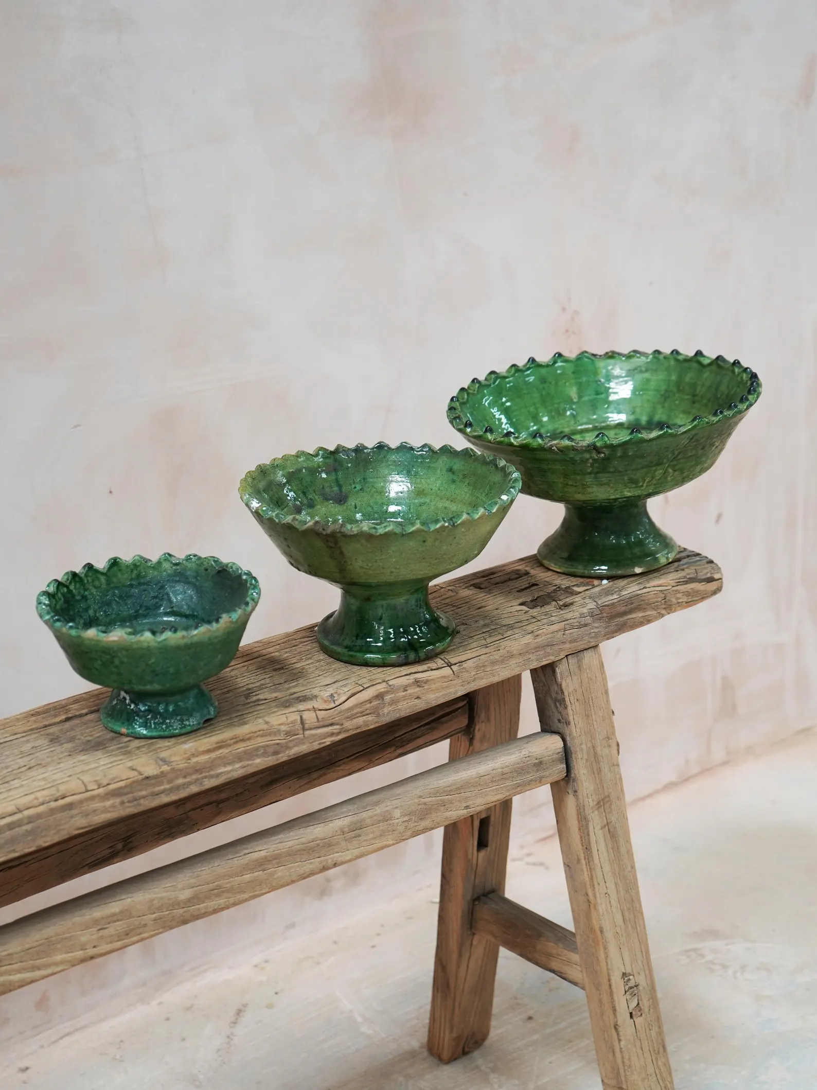 Tamegroute Emerald Pedestal Bowls - Seconds Sale — view 2