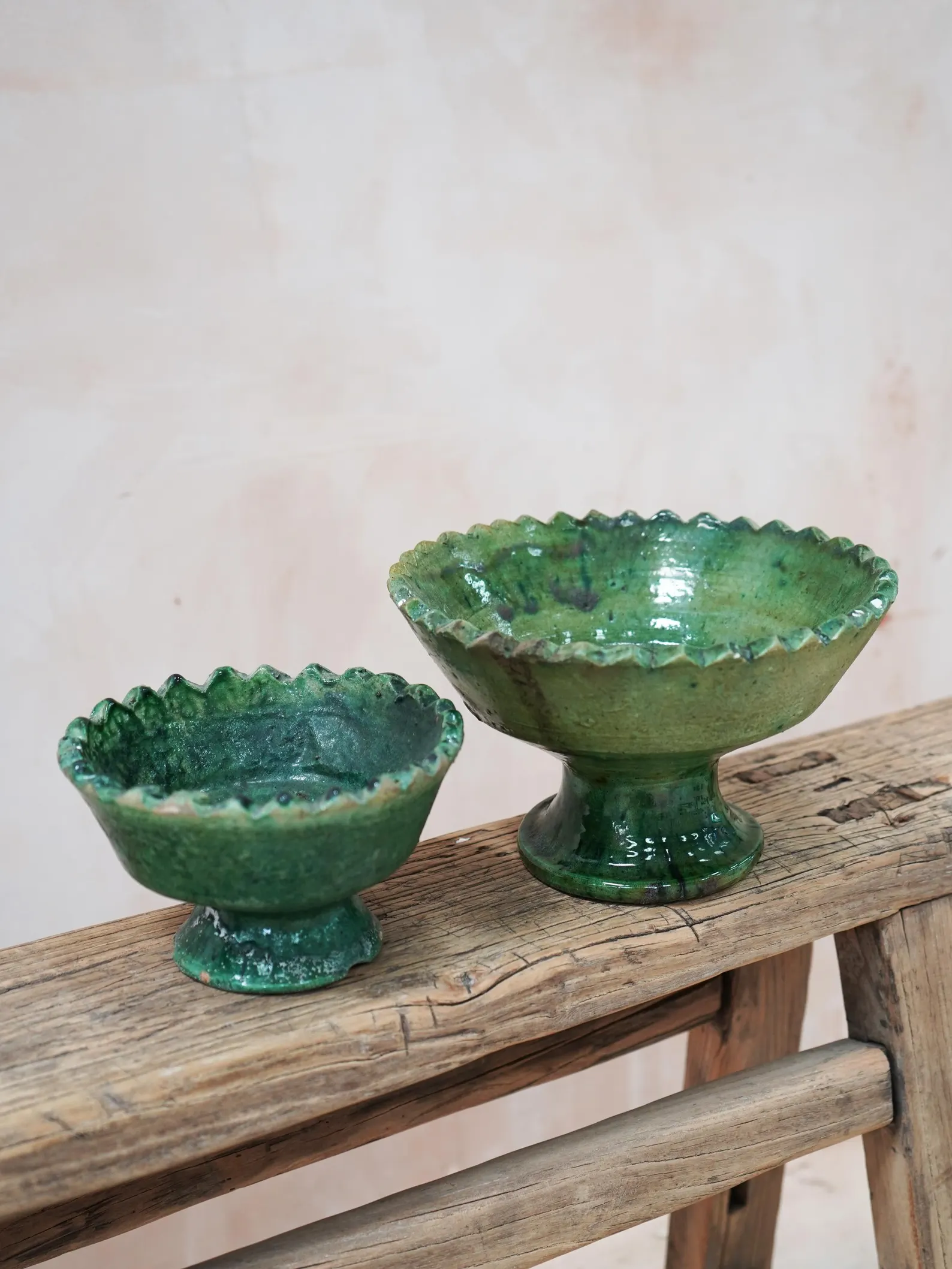 Tamegroute Emerald Pedestal Bowls - Seconds Sale — view 4