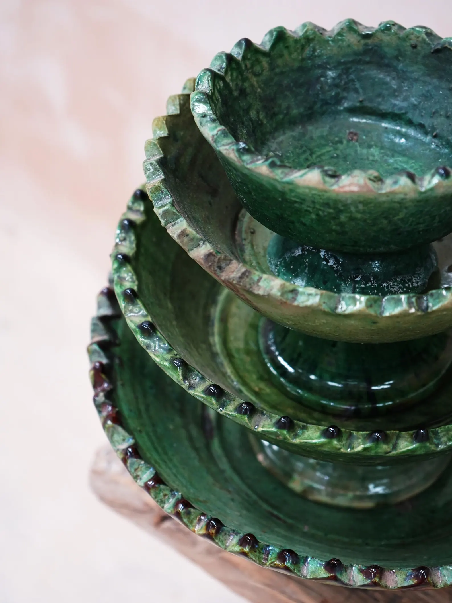 Tamegroute Emerald Pedestal Bowls - Seconds Sale — view 6