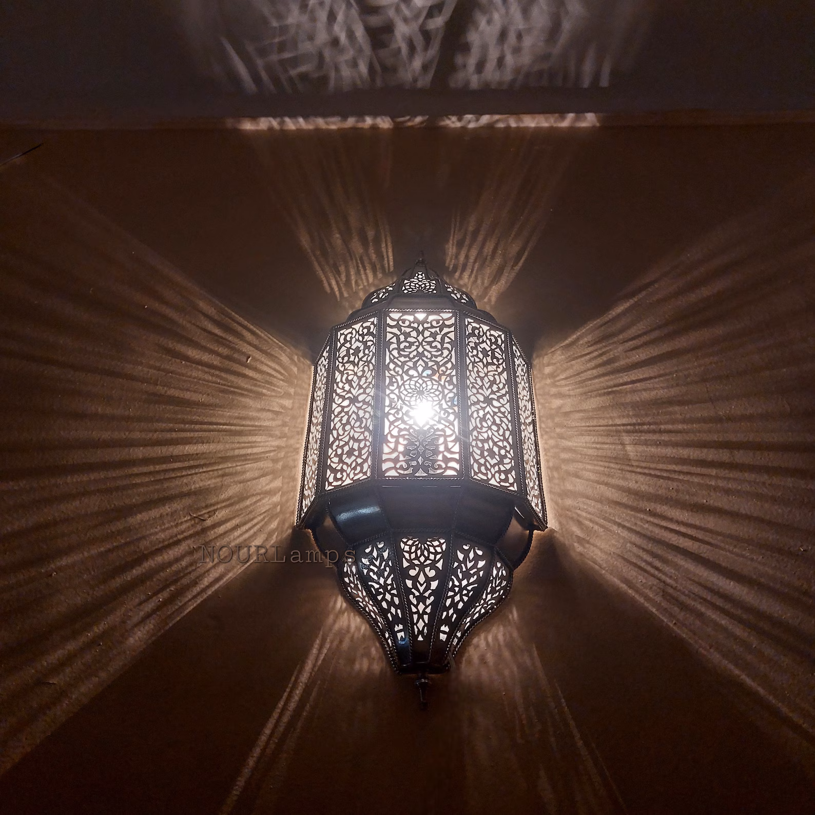 Engraved Brass Wall Sconces from Marrakech — view 2