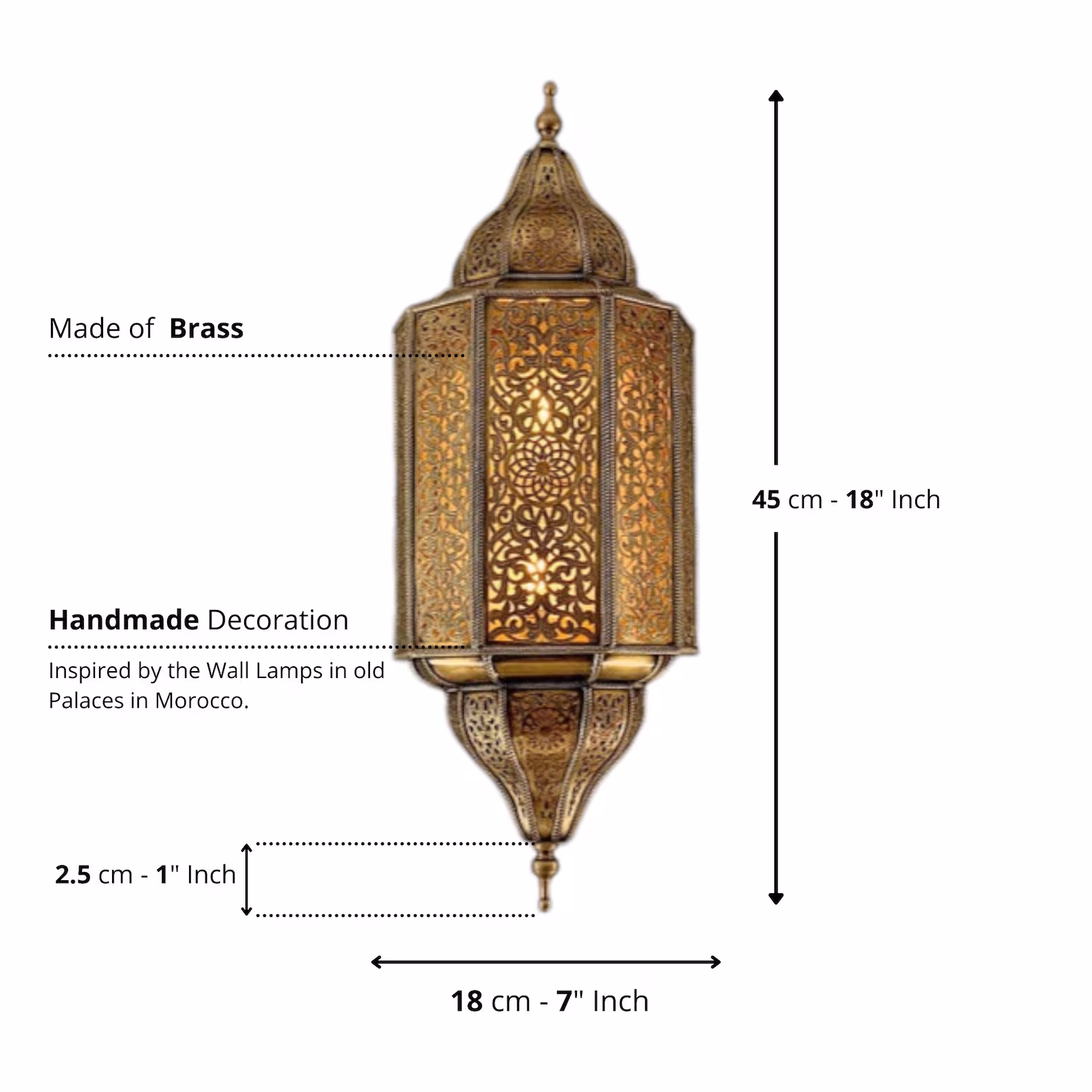 Engraved Brass Wall Sconces from Marrakech — view 6