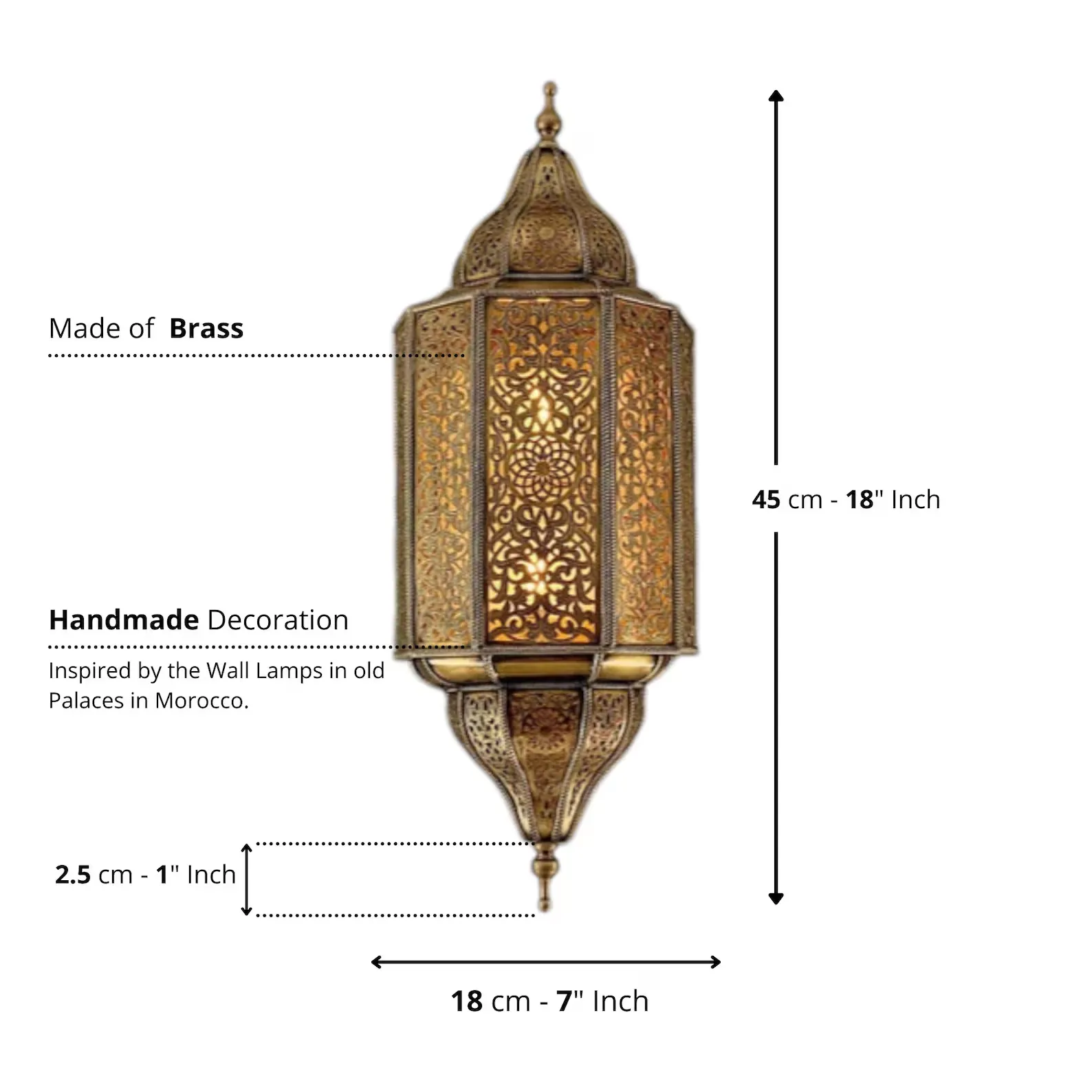 Engraved Brass Wall Sconces from Marrakech — view 3