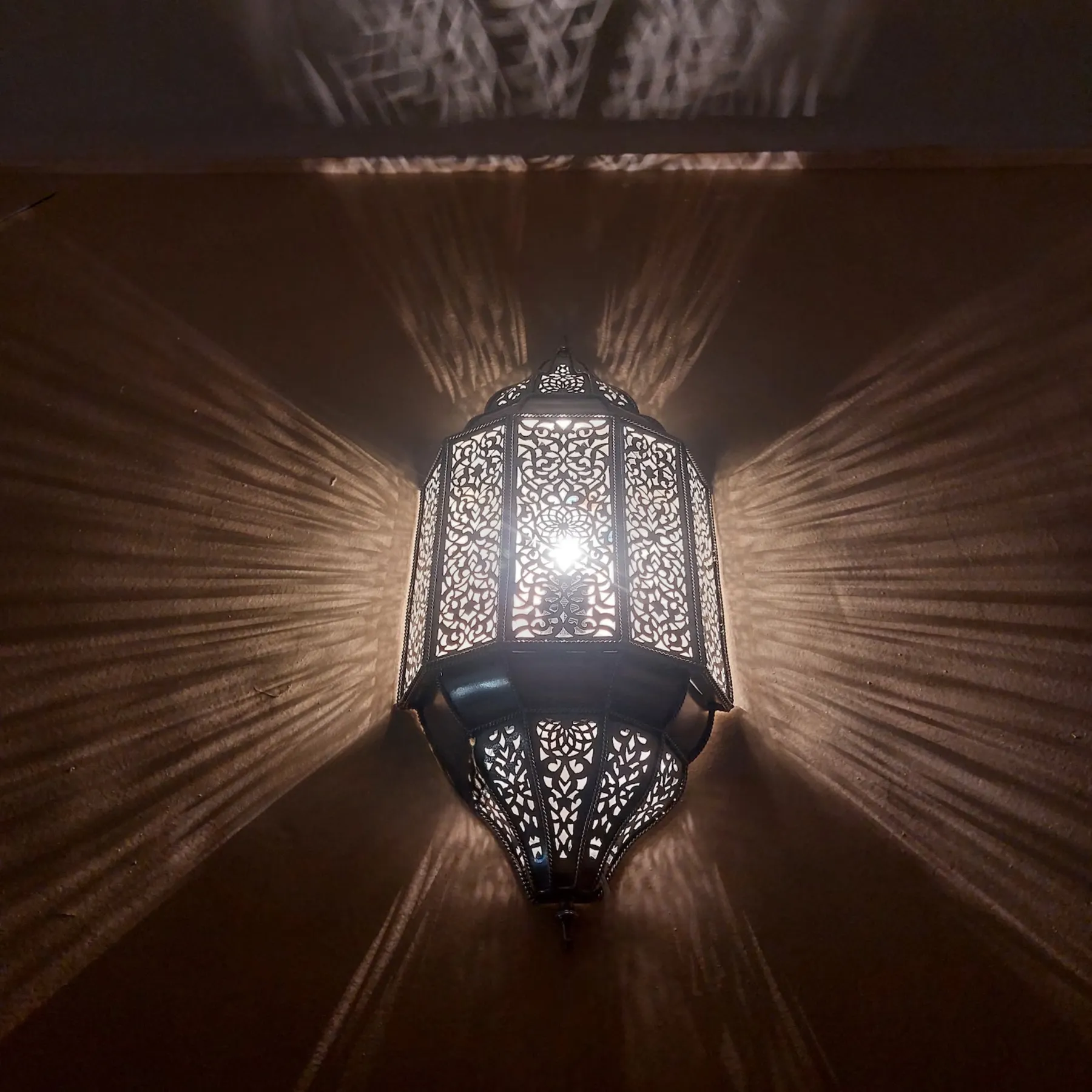 Engraved Brass Wall Sconces from Marrakech — view 6