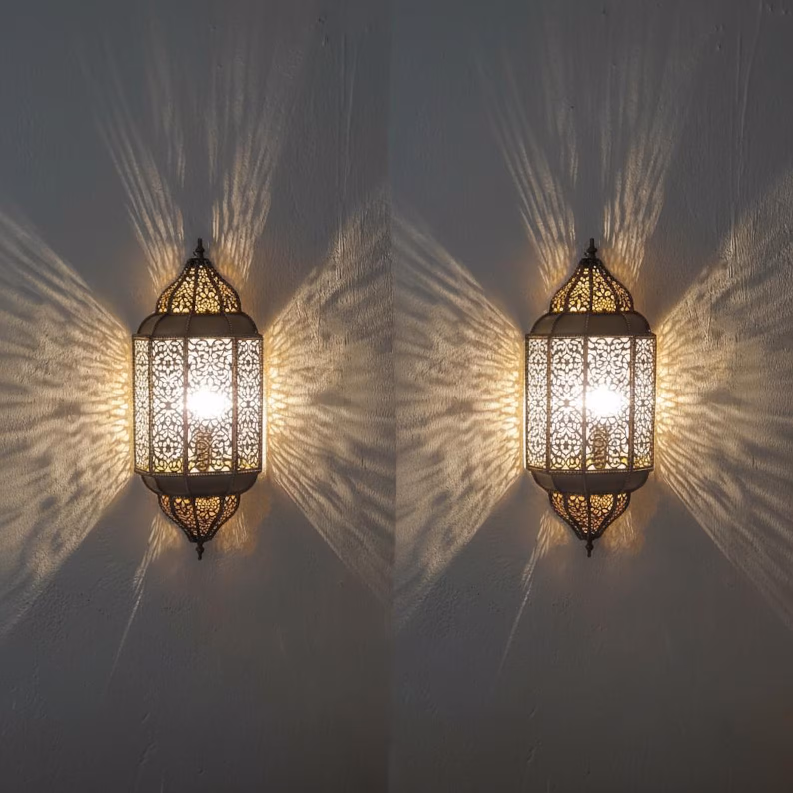 Engraved Brass Wall Sconces from Marrakech — view 10