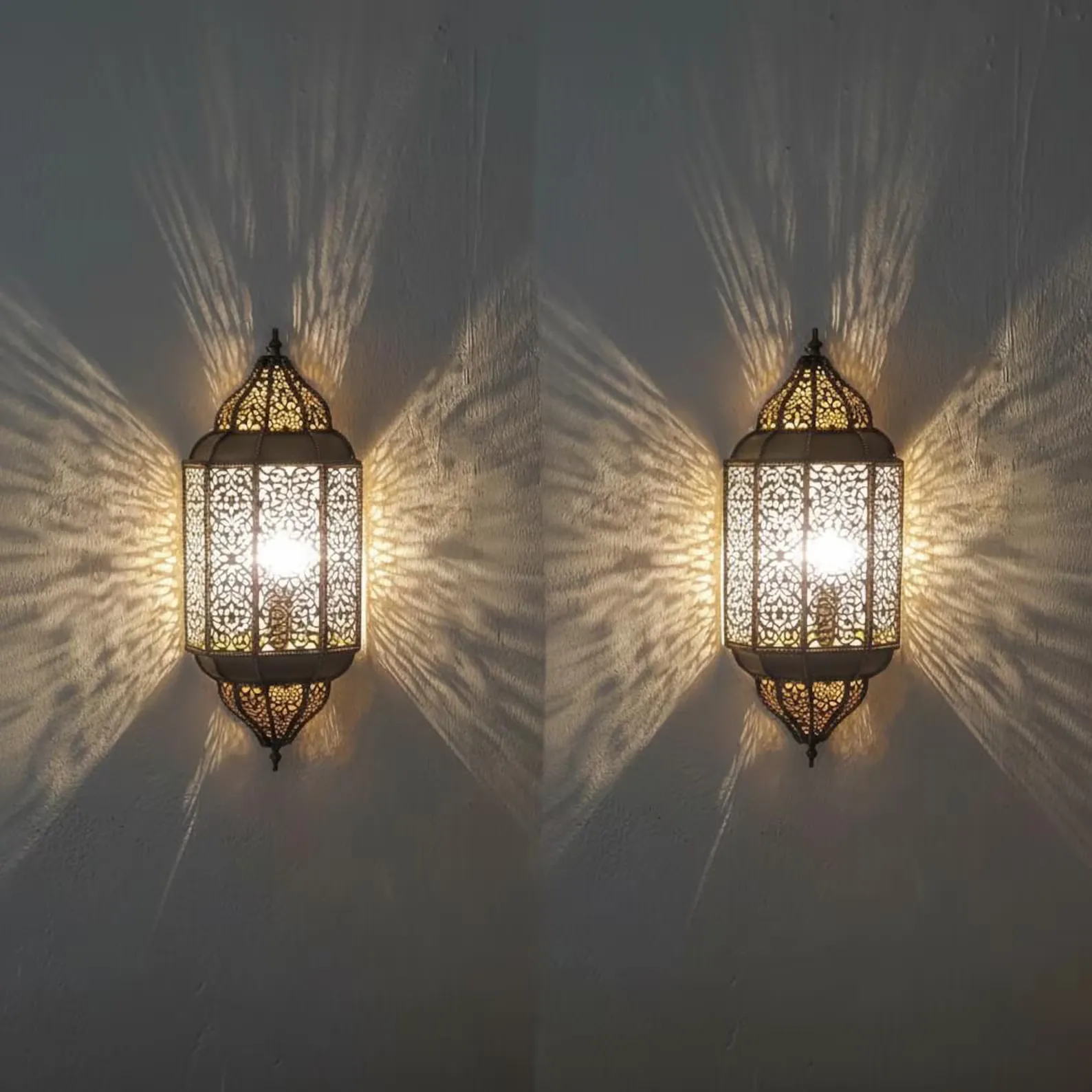 Engraved Brass Wall Sconces from Marrakech