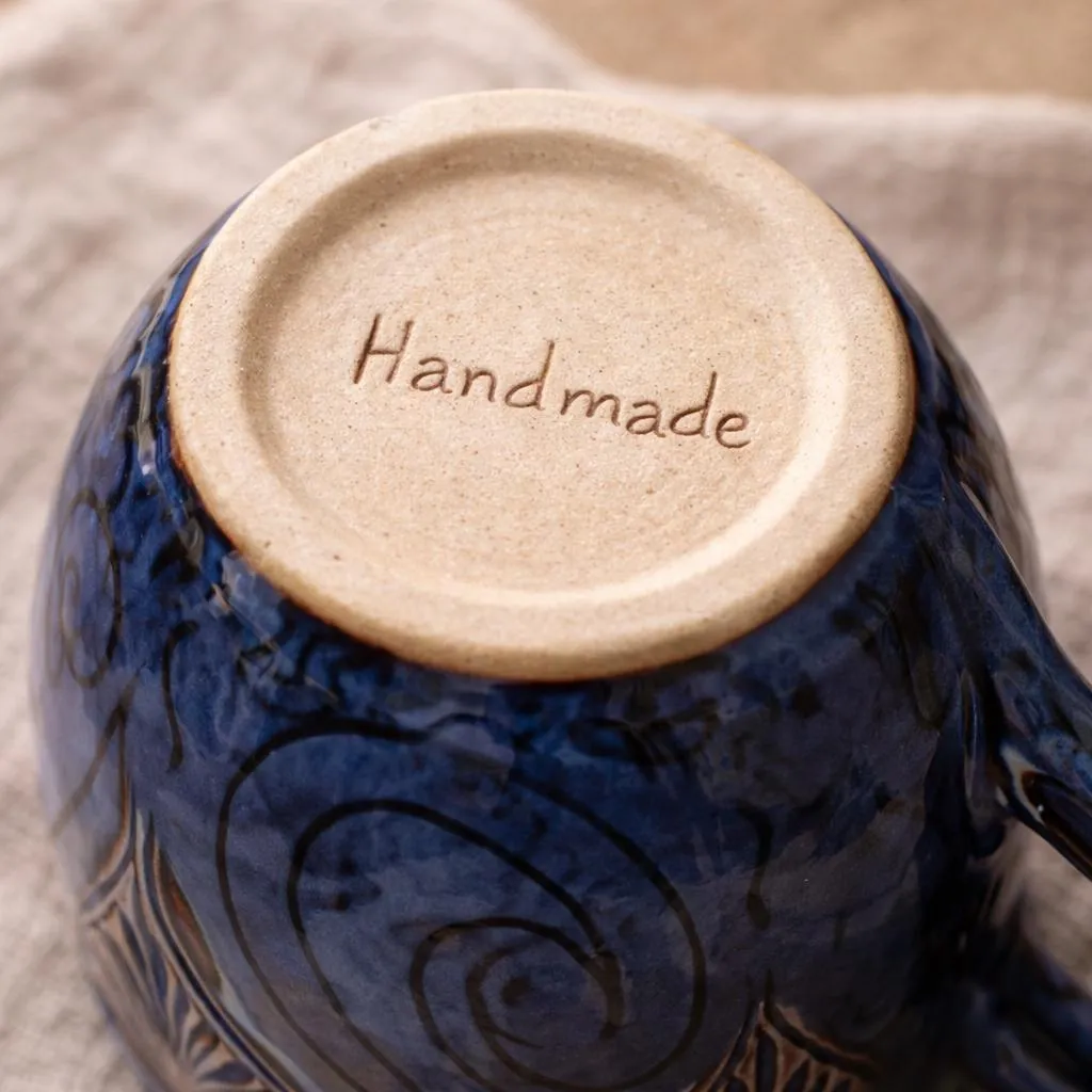 Hand-Carved Moroccan Ceramic Mugs - Traditional Engraved Coffee Cups — view 11