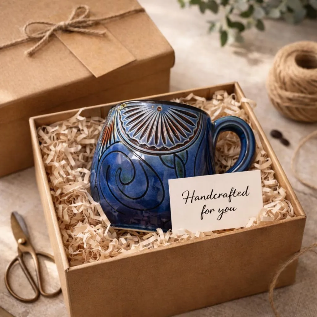 Hand-Carved Moroccan Ceramic Mugs - Traditional Engraved Coffee Cups