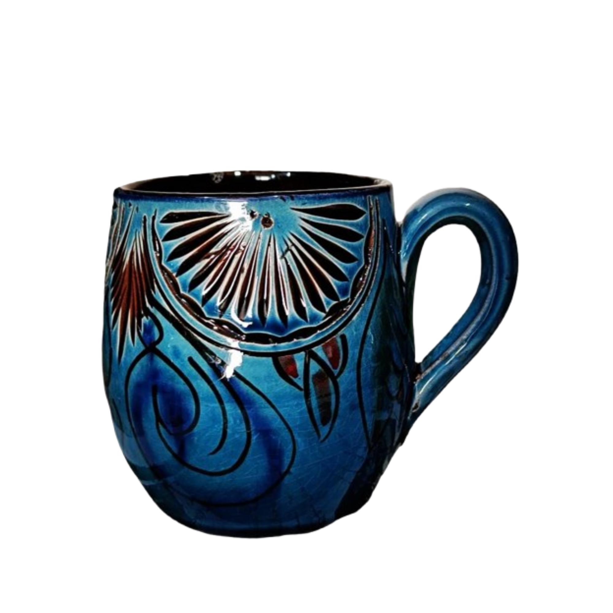 Hand-Carved Moroccan Ceramic Mugs - Traditional Engraved Coffee Cups — view 5
