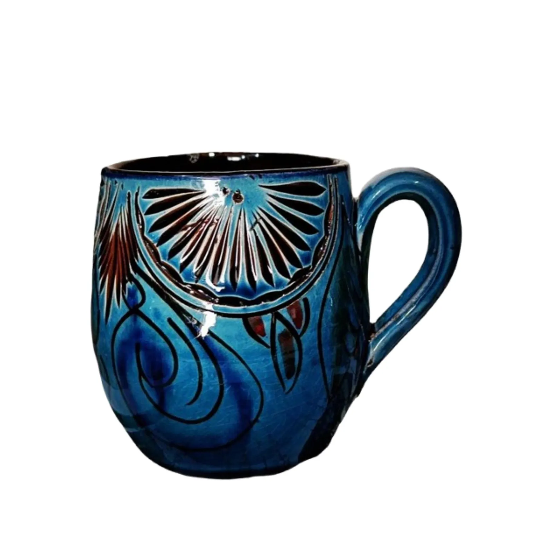 Hand-Carved Moroccan Ceramic Mugs - Traditional Engraved Coffee Cups — view 5