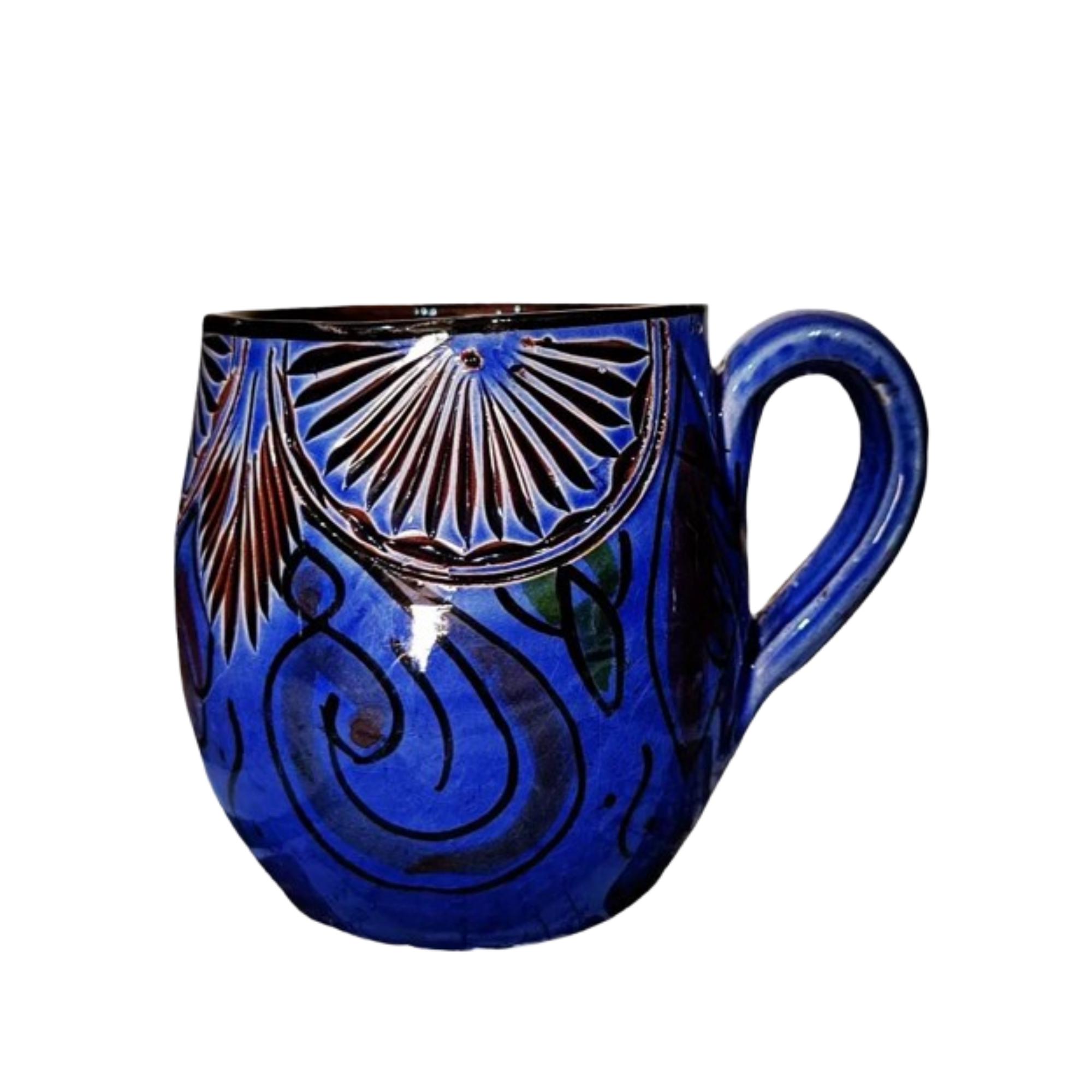 Hand-Carved Moroccan Ceramic Mugs - Traditional Engraved Coffee Cups — view 6