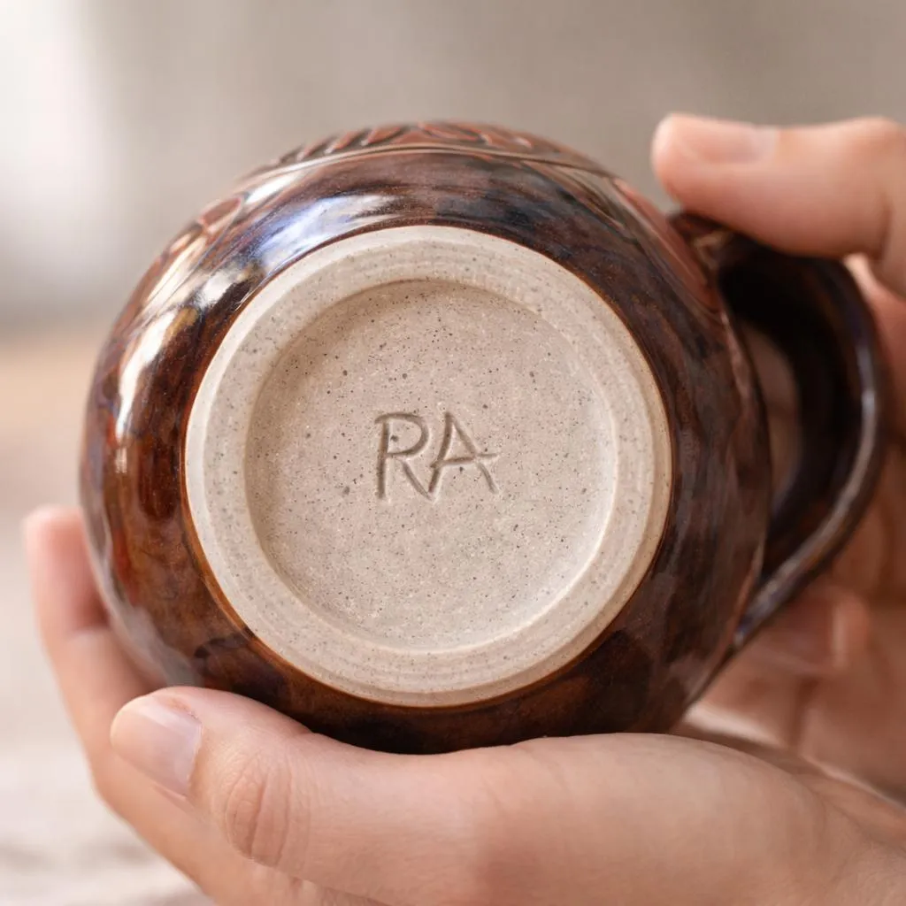 Hand-Carved Moroccan Ceramic Mugs - Traditional Engraved Coffee Cups — view 10