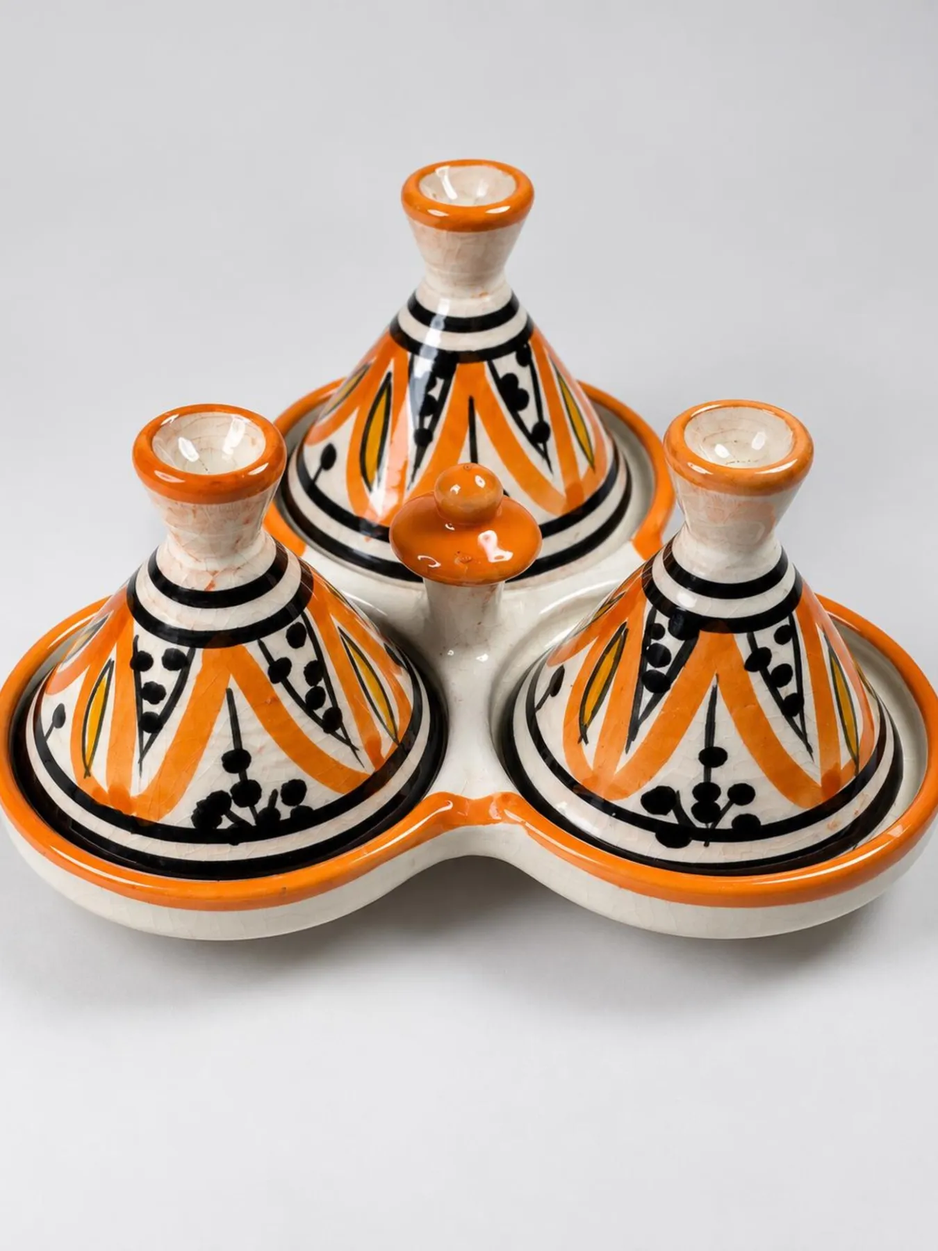 Set of 3 Moroccan Mini Ceramic Tagines, Hand-Painted