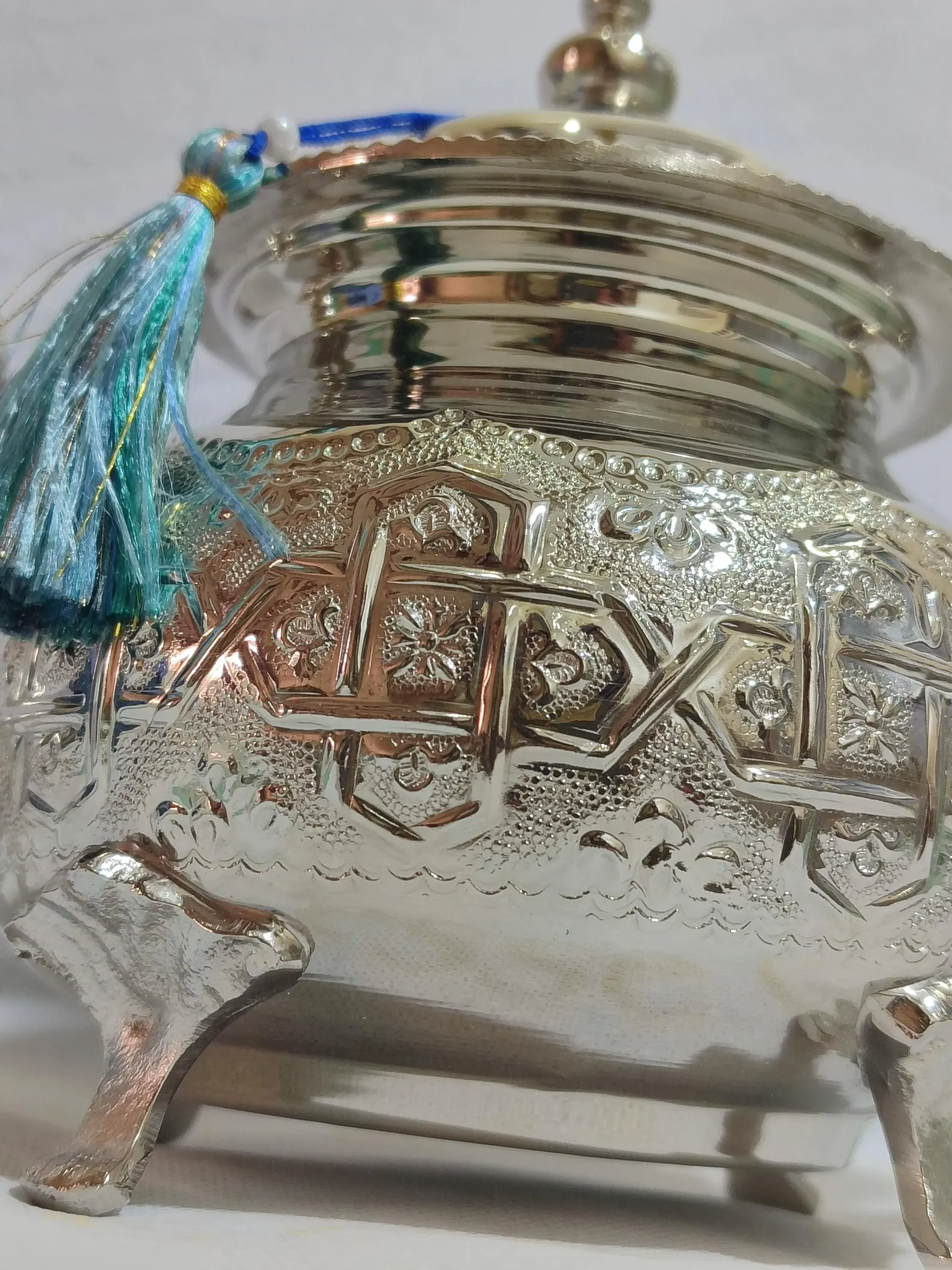 Hand-Engraved Silver Teapot from Fès — view 2