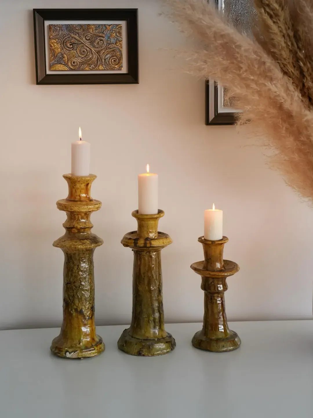 Tamegroute Ceramic Candle Holder Set – Handmade Morocco