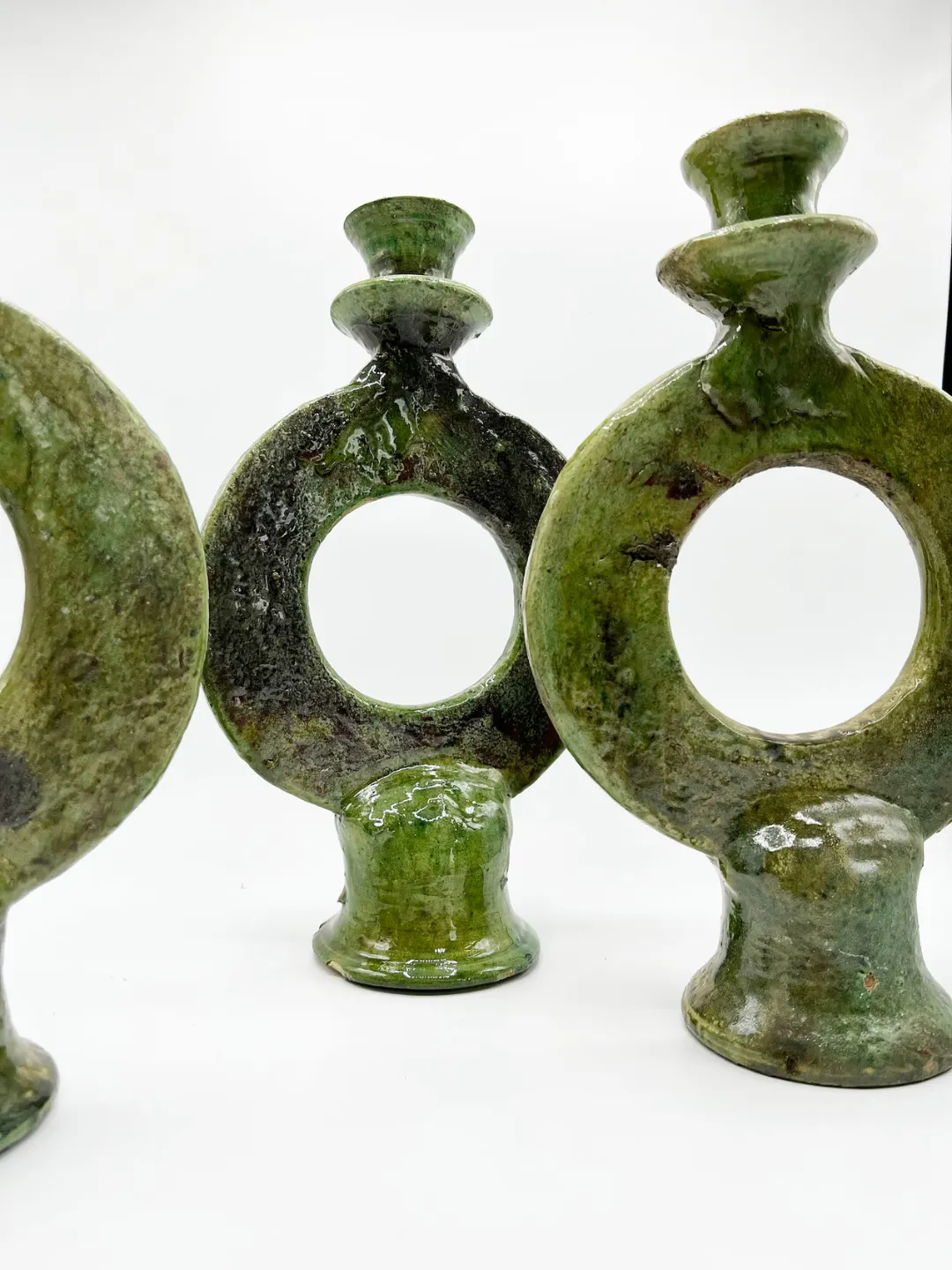 Tamegroute Green Glazed Ceramic Candle Holder — view 3