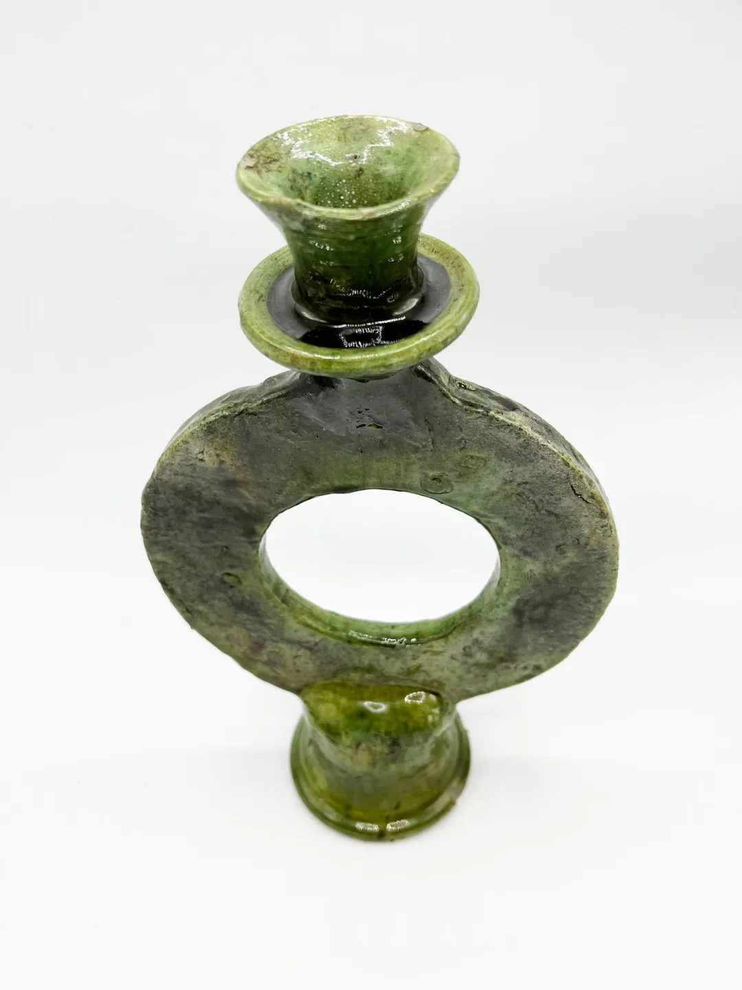 Tamegroute Green Glazed Ceramic Candle Holder — view 4