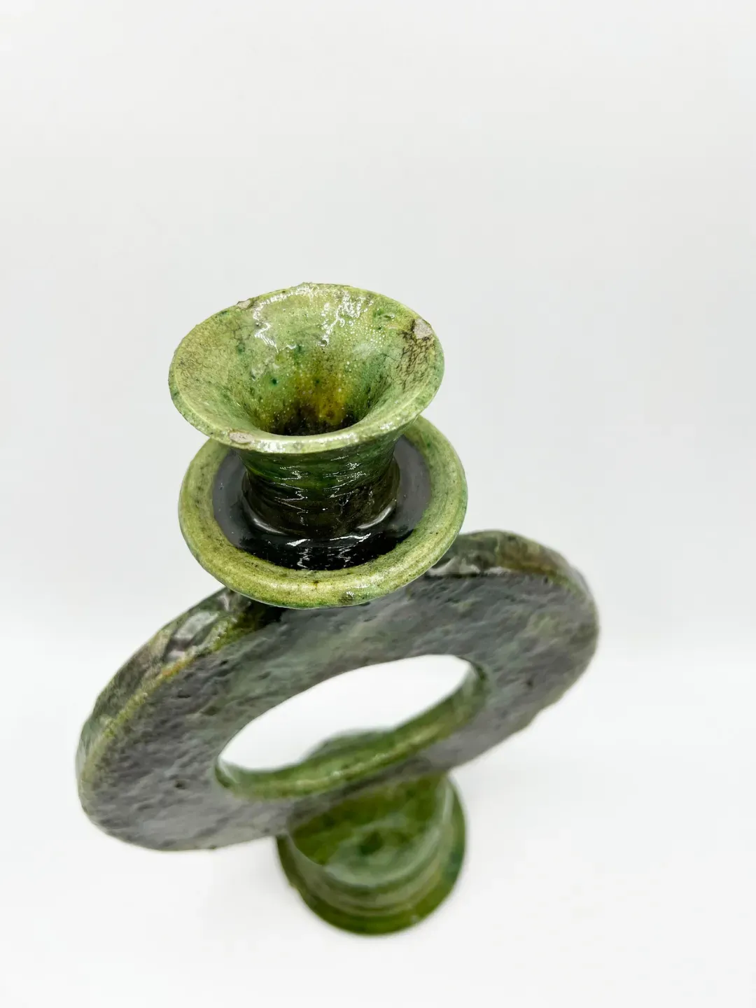Tamegroute Green Glazed Ceramic Candle Holder