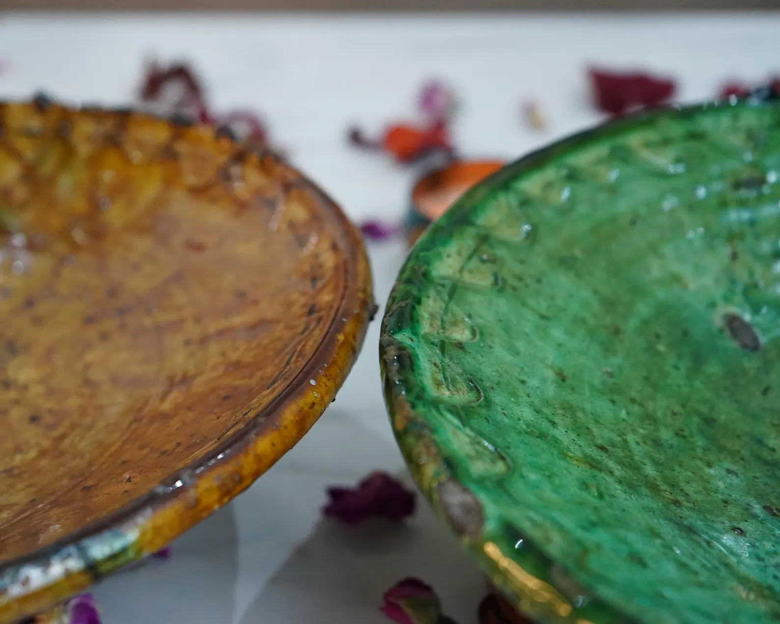 Tamegroute Pedestal Bowl in Emerald or Ochre — view 9
