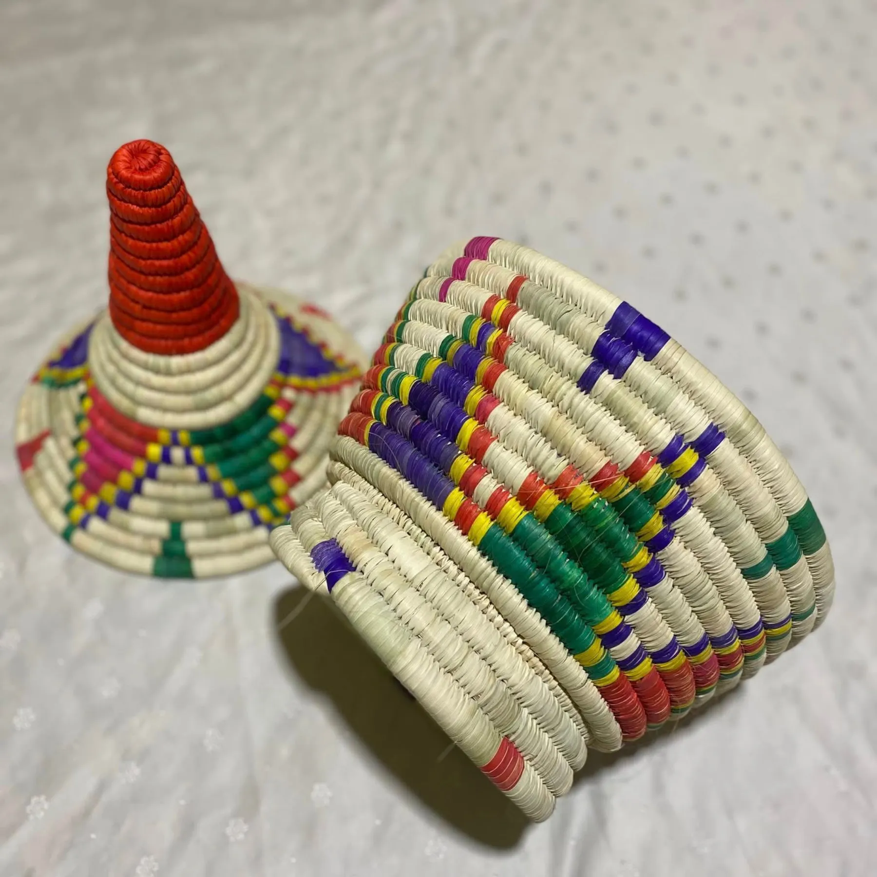 Vintage-Inspired Woven Wicker Basket Pair – Moroccan Craftsmanship — view 2