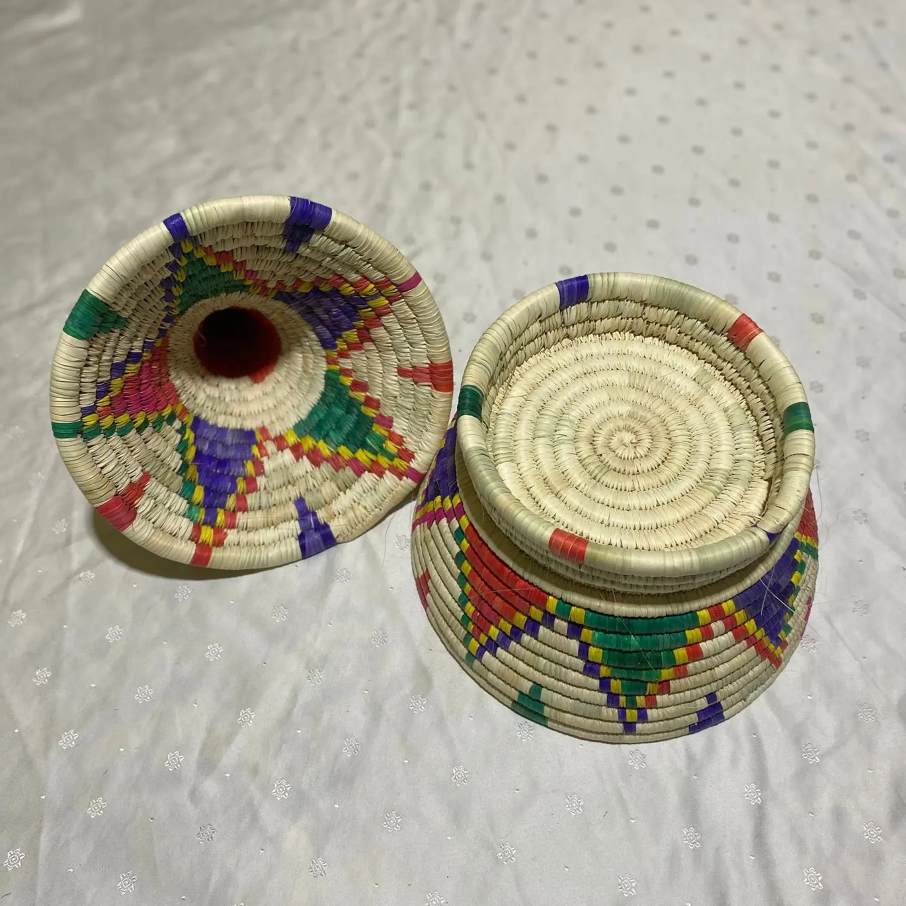 Vintage-Inspired Woven Wicker Basket Pair – Moroccan Craftsmanship — view 4