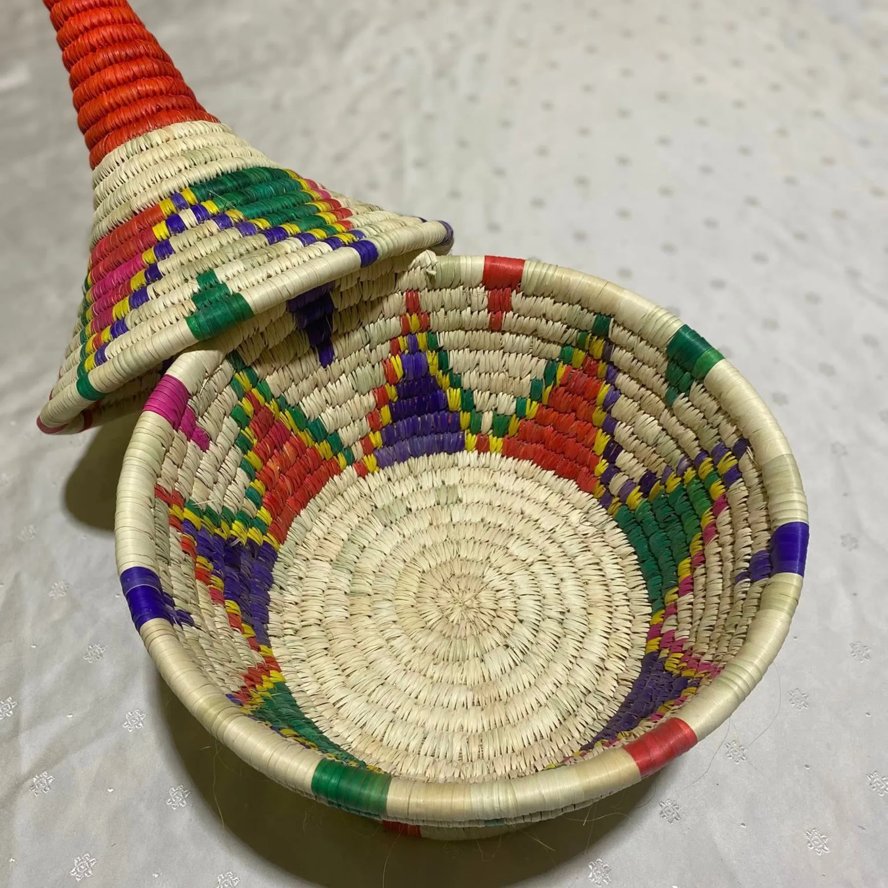 Vintage-Inspired Woven Wicker Basket Pair – Moroccan Craftsmanship
