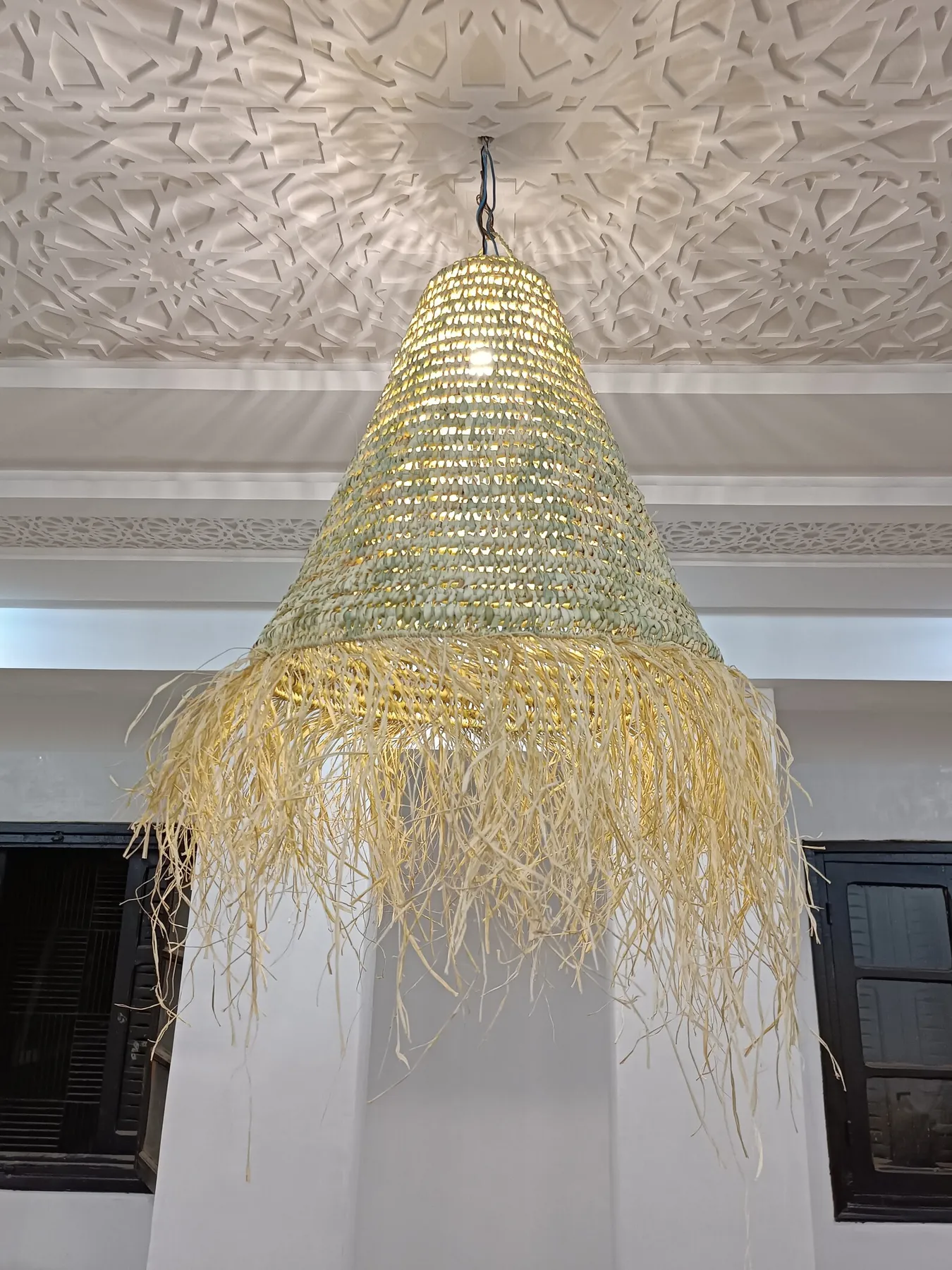 Marrakech Hand-Woven Raffia Palm Lampshade — view 2