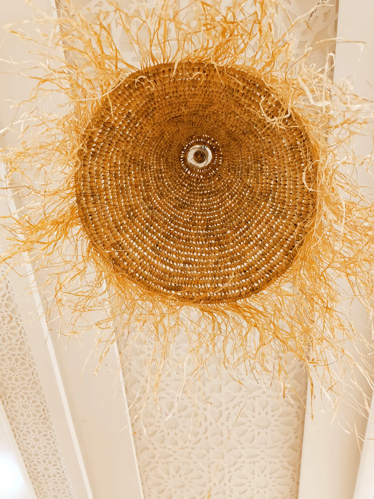 Marrakech Hand-Woven Raffia Palm Lampshade — view 3