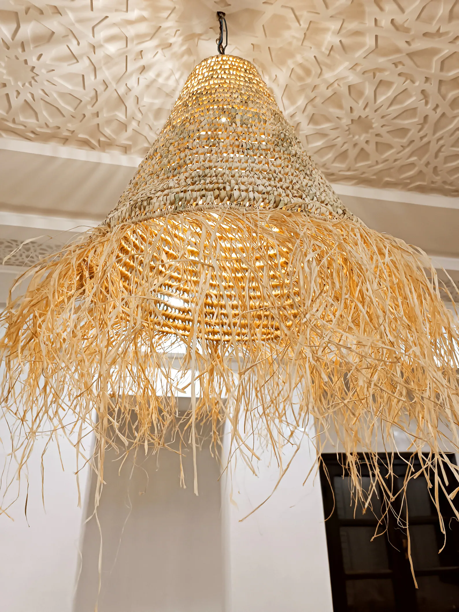 Marrakech Hand-Woven Raffia Palm Lampshade — view 5