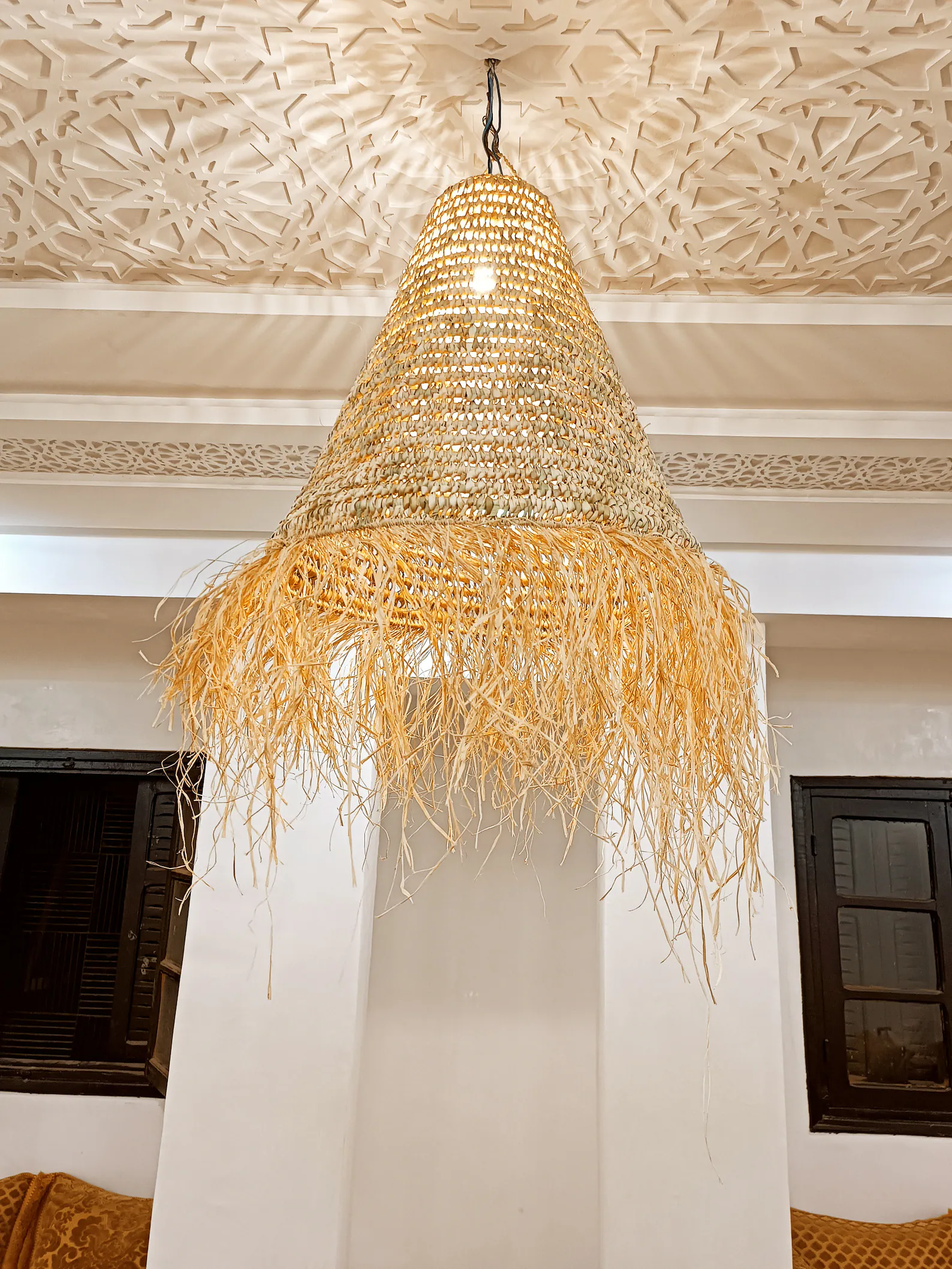 Marrakech Hand-Woven Raffia Palm Lampshade — view 6