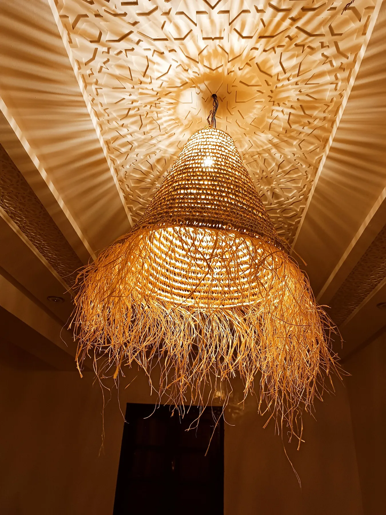 Marrakech Hand-Woven Raffia Palm Lampshade — view 7