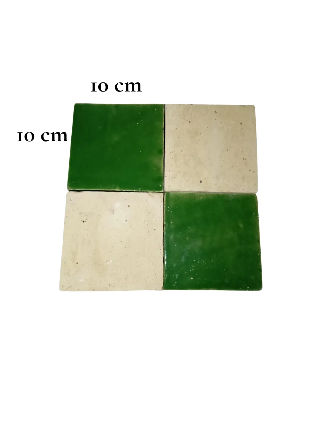 Fès Zellige Tiles Green & White — 50×50cm, 25 Tiles