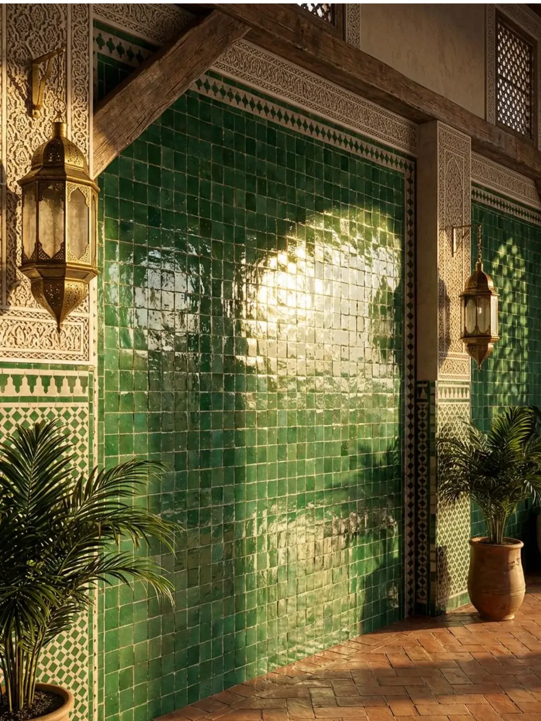 Fès Zellige Tiles Green & White — 50×50cm, 25 Tiles — view 2