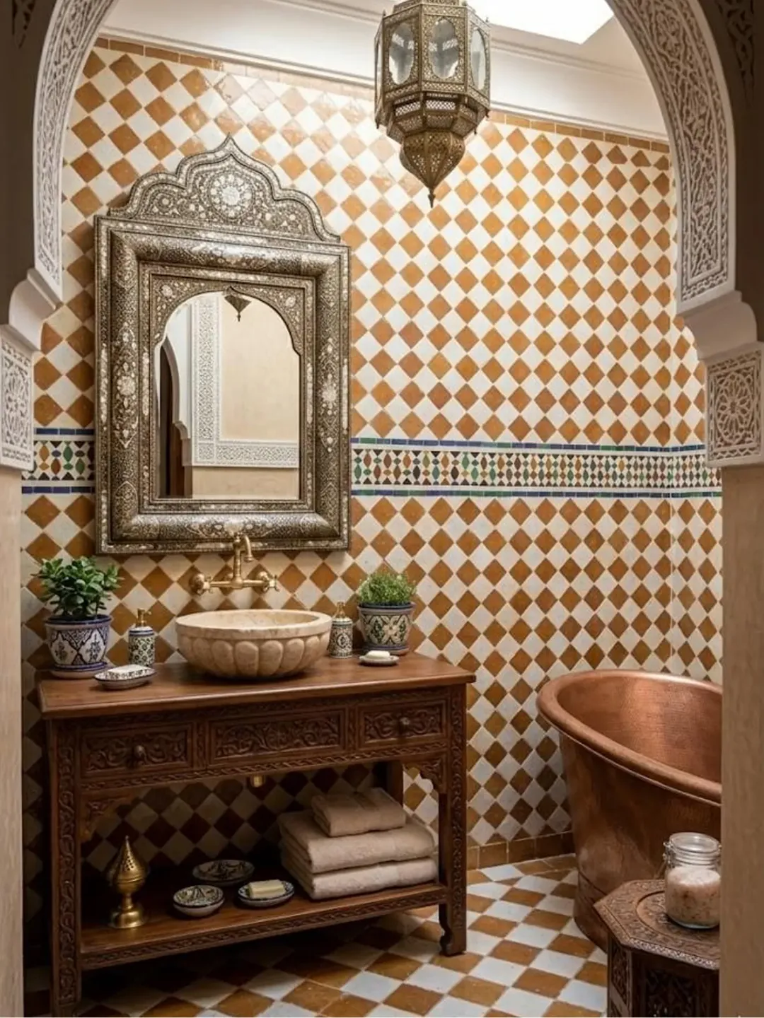 Fès Zellige Tiles Orange & White — 50×50cm, 25pcs — view 2