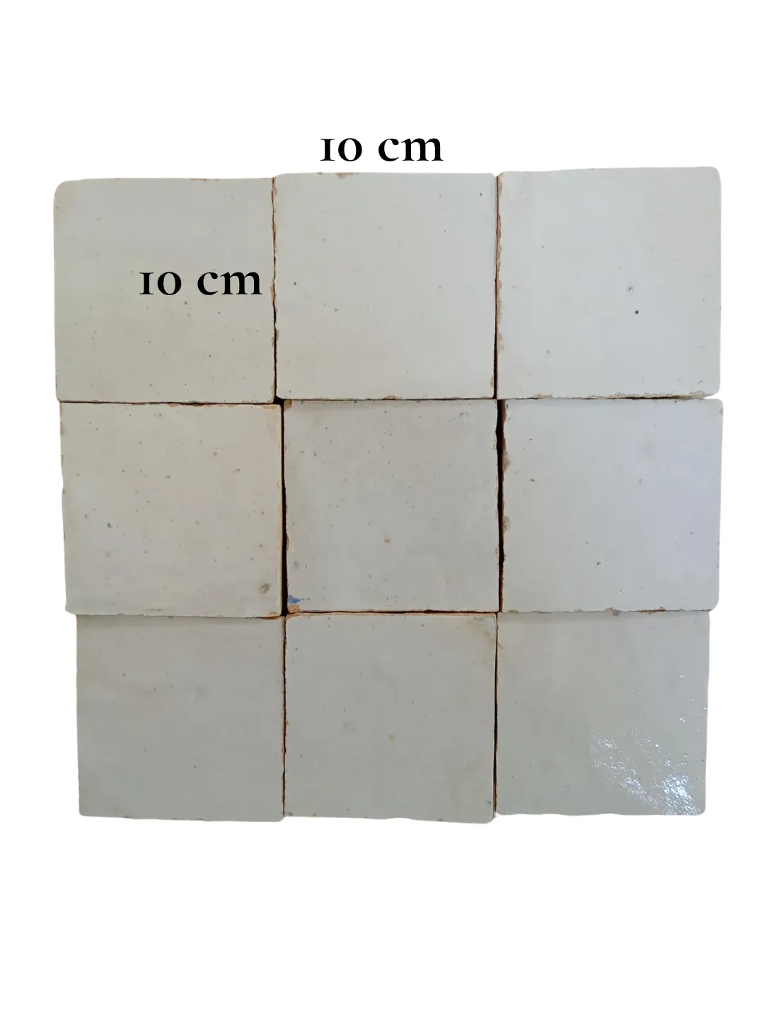 Fès Zellige Tiles White 10×10cm Handmade Set of 25