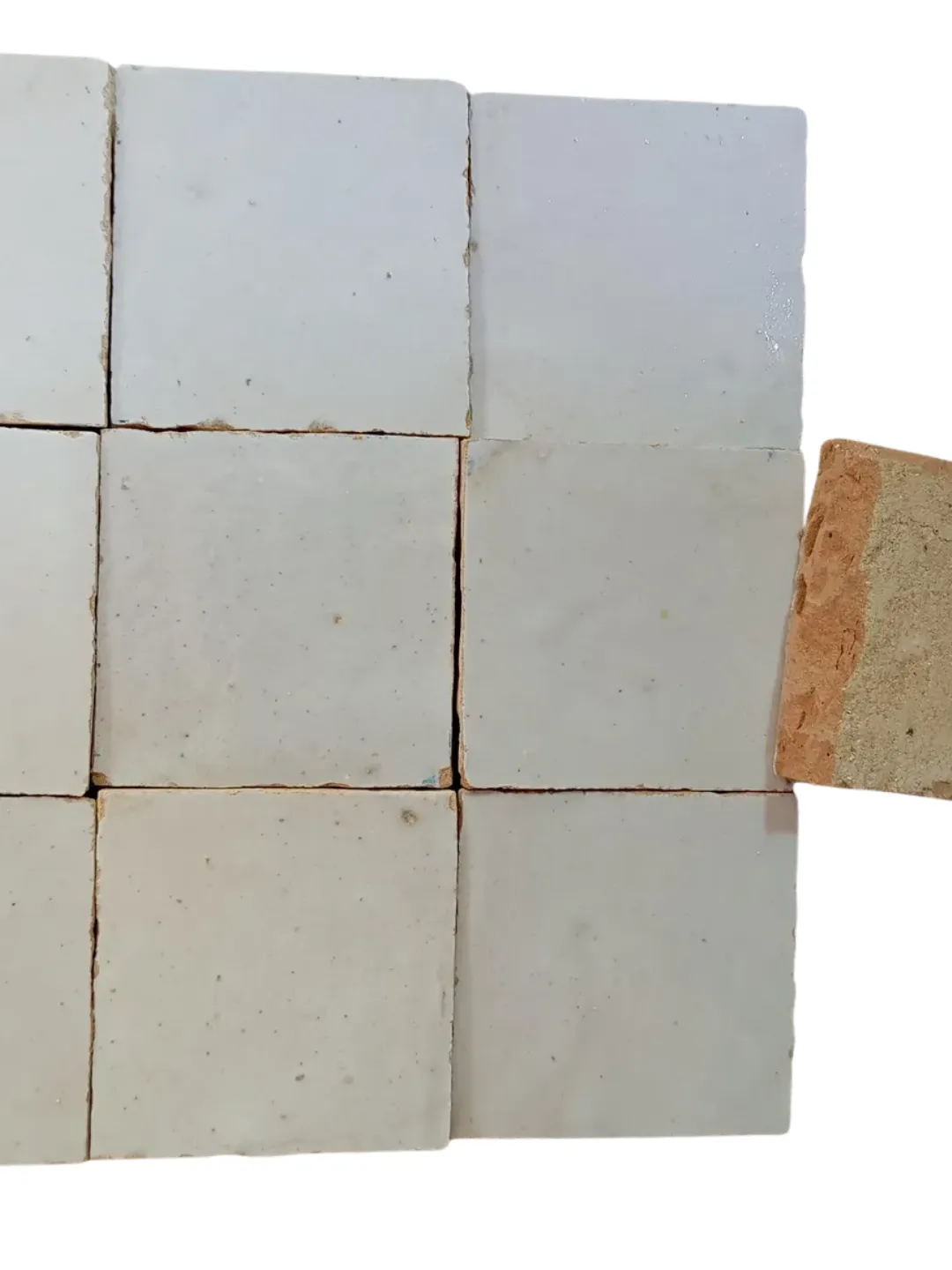 Fès Zellige Tiles White 10×10cm Handmade Set of 25 — view 3